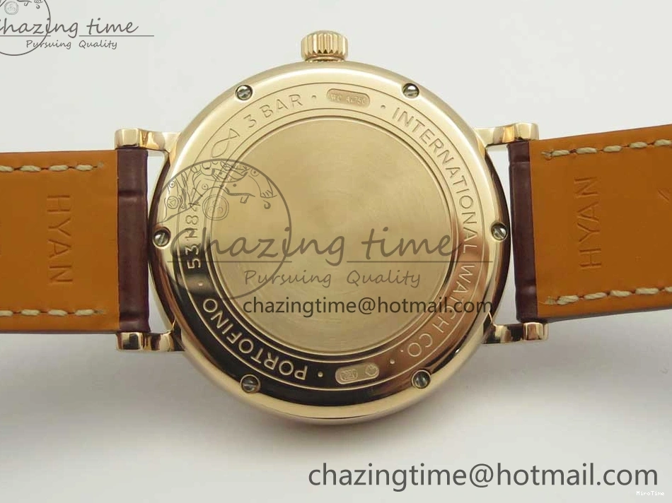 MIROTIME 0419 SportInspired Portofino IW458101 RG MK 1:1 Best Edition Gray Dial On Brown Leather Strap MIYOTA 7165